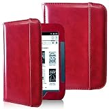 Fesar Barnes & Noble Nook Simple Touch eBook Reader GlowLight Cover Case, Folio Premium PU Leather Pocket Cover for Nook 2 & 3 Ebook Case (Wine Red)