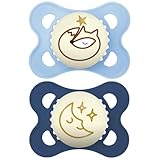 MAM | Sucette Original Nuit 2 6 mois (2 pièces) coloris aléatoire – Tétine en silicone symétrique et anatomique – Tétine bébé phosphorescente avec boîte de transport et de stérilisation