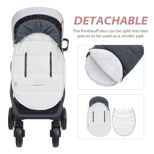 Image of Miracle Baby Universal Footmuff for Prams, Winter Windproof Warm Pram Footmuffs, Baby Bunting Bags for Strollers, Pushchairs, Car Seat, Stroller Sleeping Bag, Grey