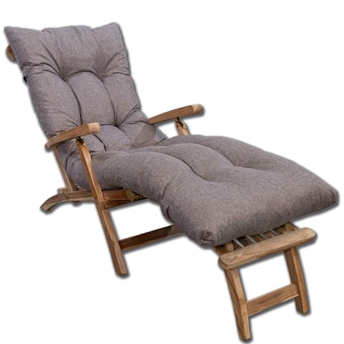 bananair – Cojín Tumbona Exterior para Silla de Jardín – Grueso, Súper Confortable y Acolchado – Fabricado en Francia – Colchoneta para Hamaca y Tumbona con Fijación Fácil (185x60x15 cm, Beige)