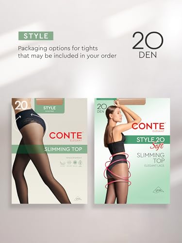 Image of Conte French Cut Sheer Push Up Lace Control Top Slimming Pantyhose Tights Style 20 Den