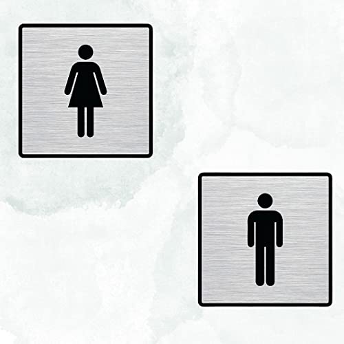 Image of CVANU Silver Acrylic MEN-WOMEN Self-Adhesive Sign Board for Office /Hospital /Cafe Sign Board (set of 2) c75