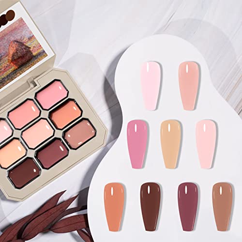 ANGNYA Solid Gel Polish Palette 9 Colors Cream Gel Nail Polish Popular White Pink Nail Gel Nude Gel Polish Upgraded Nail Art Painting Manicure for Nail Design at Salon Home DIY (#2)
