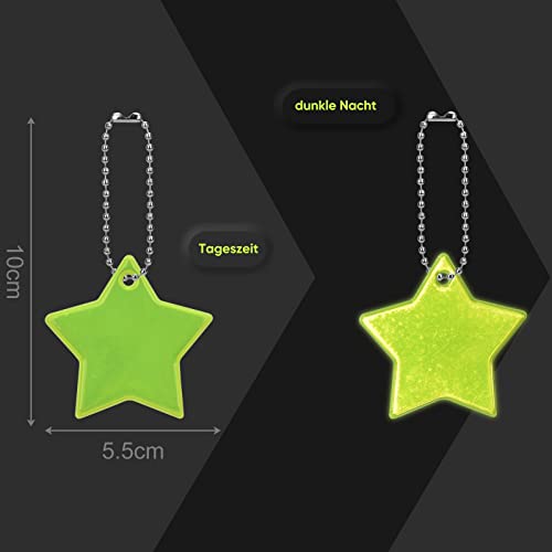 DealKits 20 PCS Sicherheits Reflektor Anhänger, Stern Schlüsselanhänger, Kinder Reflektor Anhänger für Puppensitze Rucksack Handtasche Jacken Rollstuhl Fahrrad Laufen Party Mitgebsel -8 leuchte Farben