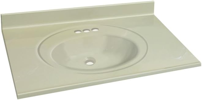 Transolid Cultured Marble Vanity Top - 25" X 22", White Oval Bowl, 4" Faucet Holes