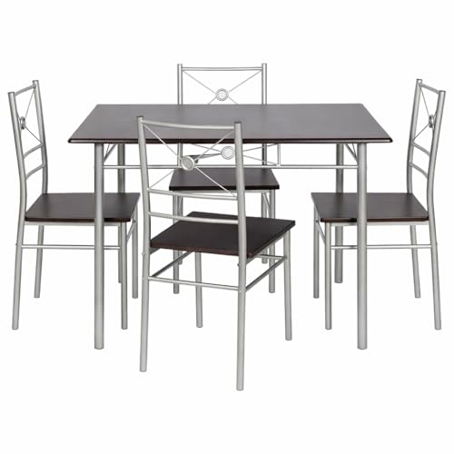 Opiniones de Comedores en Venta los preferidos por los clientes. 47 MRK HOME Comedor Ejecutivo Urbano con 4 Sillas, Estilo Industrial, Estructura Metálica y Cubierta Tipo Madera, Mesa 110x70x76 cm, Color Chocolate