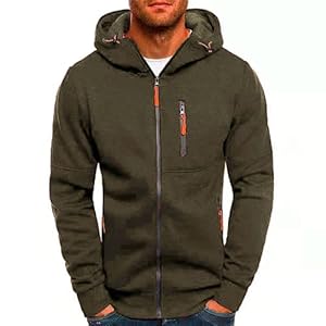 Heren Hoodie Sweatshirt Jassen Lichtgewicht Lange Mouw Rits Hoodie Jumper Tops Trui