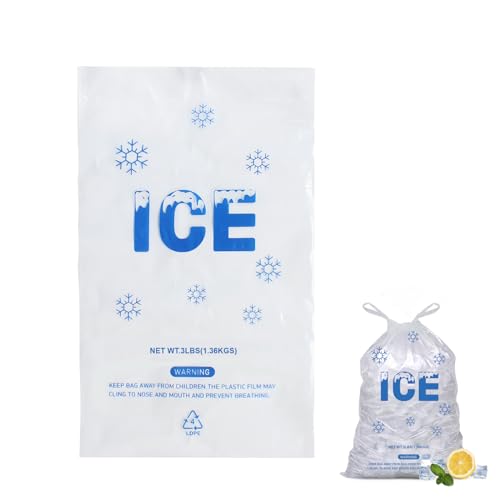 Image of 200 PACK 3 lb. Plastic Drawstring Ice Bags 9 inch x 15.5 inch Heavy-Duty