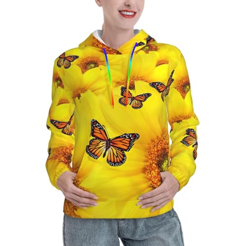 Sweat à capuche papillons et fleurs jaunes le cadeau d'automne idéal