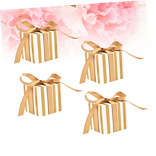 Cabilock 10 Pcs Gift Candy Boxes Striped Candy Box Square Boxes Chocolate Boxes Small Square Box Wedding Golden Gift Box #TOP5