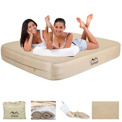 RGA - Cama de aire individual con bomba integrada, colchón de aire autoinflable con bomba de aire, colchón de doble capa cómodo, cama inflable para invitados, camping, lavado extraíble de viaje