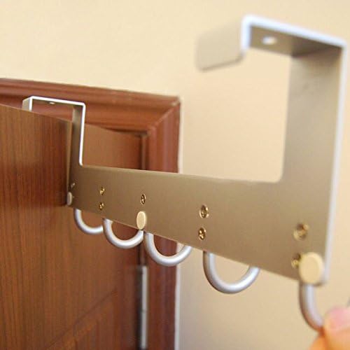 Miniatura 3 de Ganchos de puerta para colgar en la puerta, organizador de aluminio para toallas, soporte para baño Kithchen, 5 ganchos para colgar sobre la puerta,