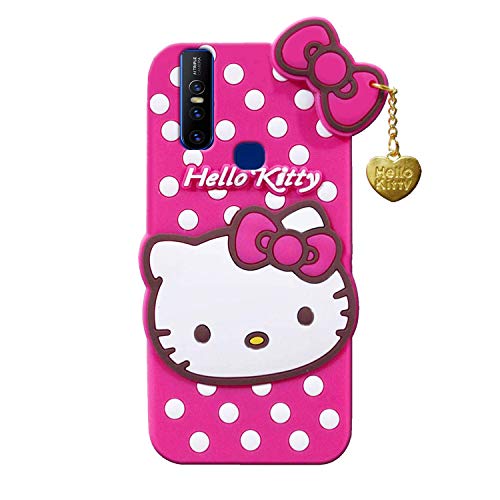 Image of Unirock Hello Kitty Back Case Cover for Vivo V15 Pro| 3D Cute Hello Kitty Case |Soft Silicone Rubber Back Cover with Pendant Kitty Cover for Vivo V15 Pro (Pink)