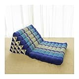 ZXHKZDX Thai Triangle Cushion, Foldable Kapok Filling Fold Mat, Bed Backrest Cushion Rest Pillows for Meditaiton Reading Stretching, 3 Colour (Color : Blue, Size : 86x55x40cm)