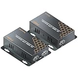 PWAY HDMI Extender 4K, Over Cat5e/6/7 Ethernet HDMI 40m 4K@30Hz mit Loop Out & IR Rückführung, HDMI Verlängerung über Cat6 Kabel, Plug & Play, Kompatibel mit PC TV Monitor Beamer PS4 PS5 Xbox