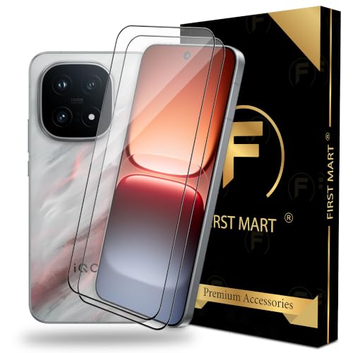 Image of FIRST MART Tempered Glass Screen Protector for iQOO 15 - Full-Glue Screen Guard, 3D Edge to Edge, HD Clear, Bubble-Free, Case-Friendly, Black, Pack of 2