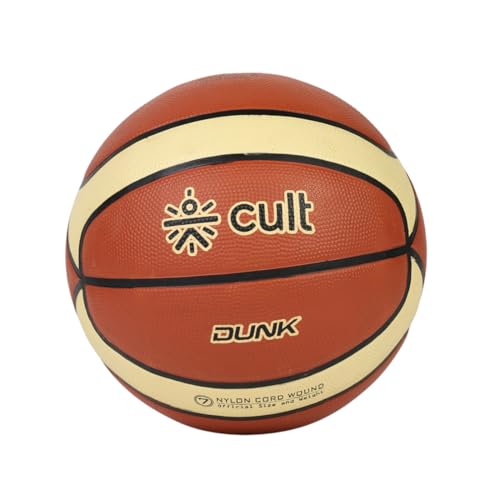 CULT Premium Dunk Basketball Size 7 – Official Match Ball for Indoor & Outdoor Play Durable Rubber Build, Deep Channel Grip & Consistent Bounce – Brow