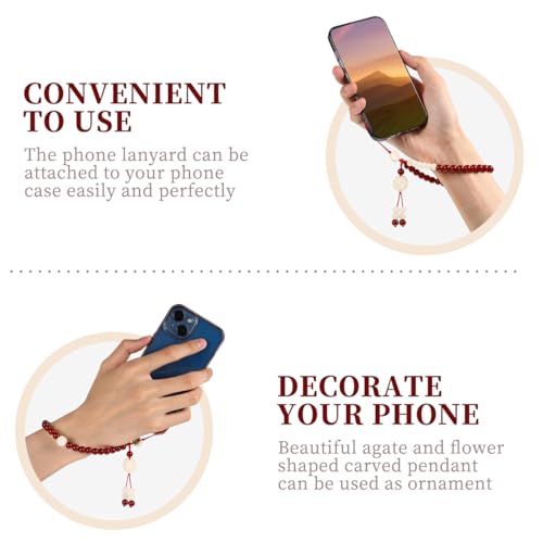 Correa de muñeca de estilo chino con ágata amuleto protector para smartphone 3