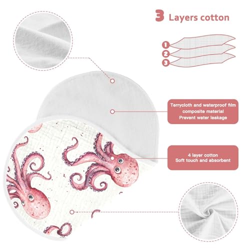vvfelixl Pink Octopus Burp Cloths for Baby Boy Girls Baby Washcloths Burp Rags 1 Pack3