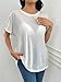 JDEEO Sheer Tops for Women See Through Mesh Short Sleeve Loose Summer T-Shirts, Beach Cover Up Blouse White Medium