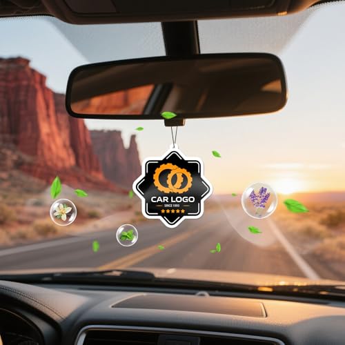 Image of HINFKA Custom Car Air Fresheners for Company Logos | Business Gifts; Event Giveaways; 10-1000 Pcs Bulk Orders; Double-Sided Print; Scent Options Available; Custom Logo
