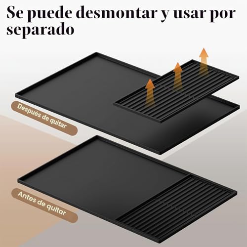 Miniatura 3 de Gachiwar Divided Coffee Mat - 2 En 1 Design For Coffee Equipment And Cups - 61x40.5cm Bottom Cushion - 40x19cm Tray - Perfect For Home Kitchen