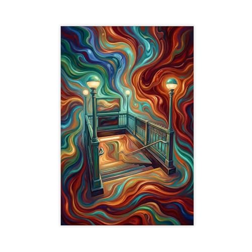 Toile New York psychédélique art mural déco moderne 30x45 cm