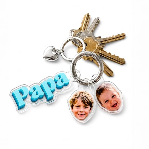 Porte-clés Papa plexiglass haute transparence avec portraits personnalisables