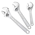 WORKPRO 3-Piece Adjustable Wrench Set, Forged Carbon Steel, Chrome-Plated, SAE & Metric Scale (6-inch, 8-inch, 10-inch)