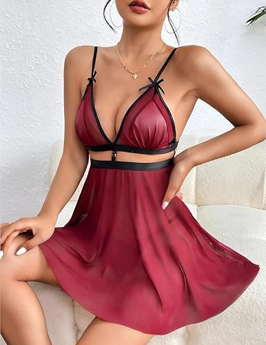 Image of MADSY Women's Lingerie Babydoll and Panty Set Two Piece Lingerie Set