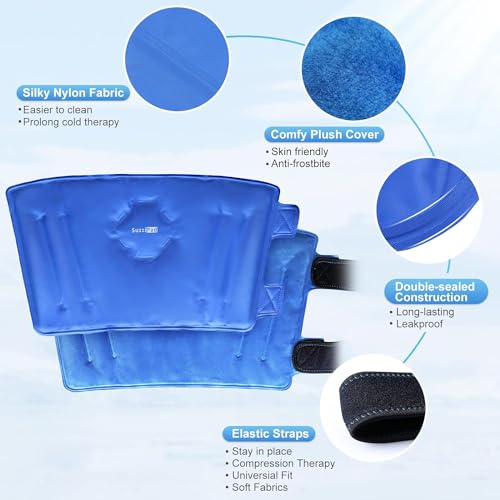 Image of SuzziPad Elbow Ice Pack Wrap - Wearable Cold Compression Sleeve for Elbow & Forearm, Reusable Ice Pack for Tennis & Golf Recovery, Blue