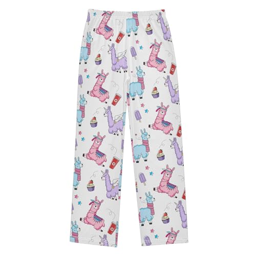 Llama and Ice Cream Boys Long Pants Soft Trousers Elastic Waist Kids Lounge Bottoms with Pockets S-XL