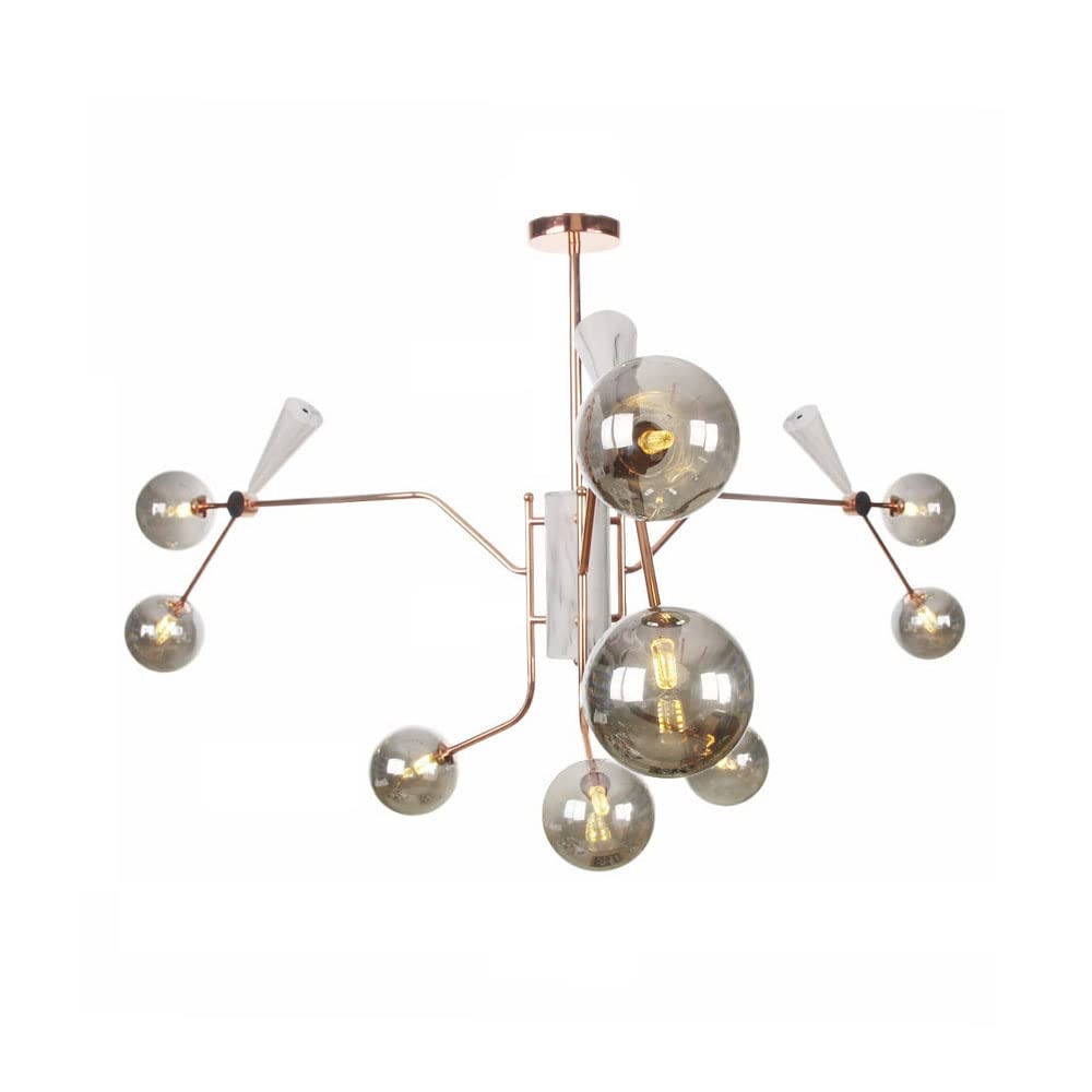 Lustre à 9 lumières Or Rose, Lustre décoratif à Plusieurs têtes, Compatible avec Salon, Chambre, café, Salon de thé, Bar, Salle à Manger, Club (avec Source Lumineuse LED G4)