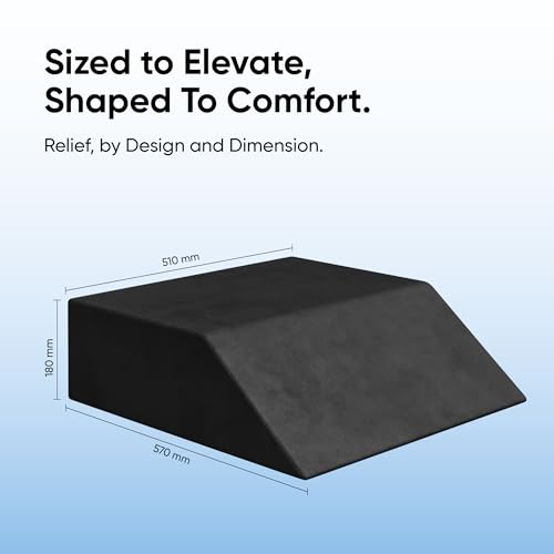 Image of Frido Leg Elevation Wedge Pillow for Edema, Varicose Veins, Fracture | High Resilience Foam Cushion for Leg, Knee & Thigh Support | Back Pain & Swelling Relief | Lightweight (Black)