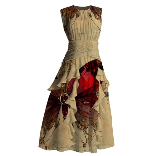 Robe de mariage bordeaux XL à motif floral et encolure asymétrique en tissu fluide premium