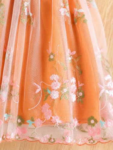 Image of TAGAS Girls' Dress|Elegant Beige Baby Girl Dress with Lace Ruffles & Floral Embroidery - Long Sleeve Princess Birthday Party Dress | Comfortable & Stylish Kids Wear| PartFrock for Kids |