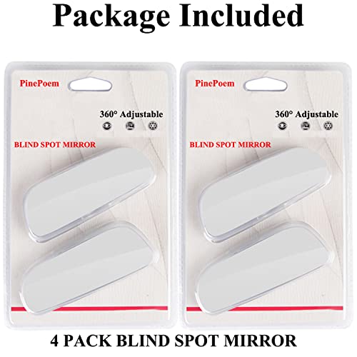 Pinepoem Blind Spot Mirrors 4 Pack, Car Side View Mirror Blindspot, Rectangle Hd Glass Frameless Convex Rear View Mirrors Exterior Accessories For Car Suv And Trucks #TOP5