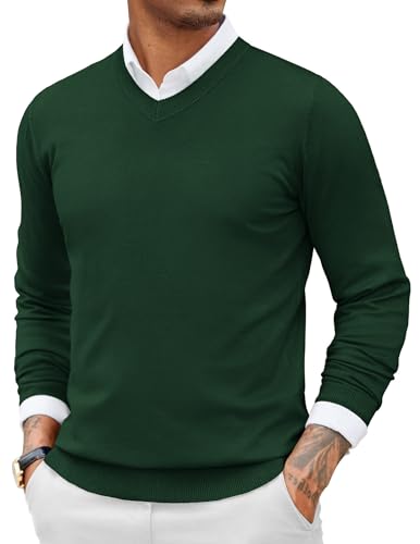 COOFANDY Men Casual V Neck Sweater Ribbed Knit...
