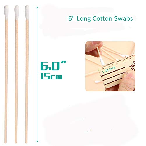 Image of 1000 Pcs Long Wooden Cotton Swabs, 6 inch Wooden Handles Cotton Tipped Applicator Wood Sticks Singel Tip for Makeup Gun Applicators, Eye Ears Eyeshadow Brush and Remover Tool, Cutips Buds Home Accessories