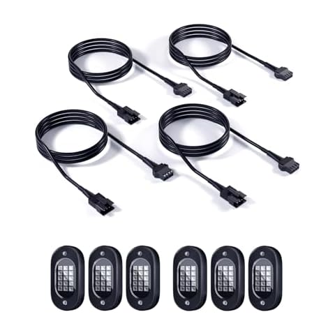 Honalia LED Rock Lights for Trucks 6 pods, RGB Rock Lights for UTV with Bluetooth Control, Multicolor Rock Light Kits for Cars ATV Accessories Golf Cart Four Wheeler RZR UTV Truck Accessories Cover