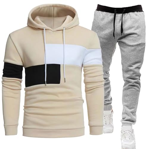 ジャージ メンズ 上下セット プルオーバー 2点セット セットアップ パーカー 暖かい ポケット付き フーディー トラックスーツ あたたかい スウェットパンツ 吸汗速乾 通勤 通学 運動着 ランニング 秋冬服(3XL,ベージュ)