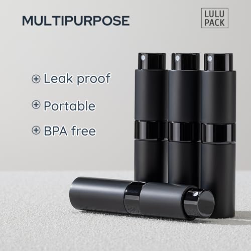 Image of Lulupack Travel Perfume Atomizer Refillable Bottle: Spray Cologne for Travel size - Small Empty Sprayer Fragrance - 8ml (4pcs, Black)
