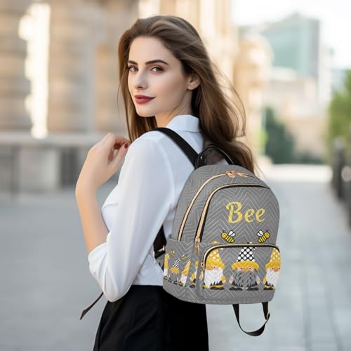 Image of Mini Backpack Gnome Bees Fashion Backpack Purse for Women,Handbag Shoulder Bag Casual Daypack, Ladies Gift for College Work(S)