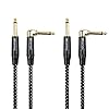 Cable Matters 2-pack 6,35 mm TS rechtstreeks naar haakse gitaarkabel, 6,35 mm instrumentkabel – 1,8 m