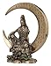 Guan Yin Sitting on Crescent Moon with Heart Sutra Statue Sculpture - Bodhisattva
