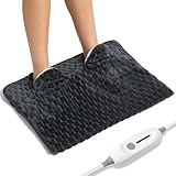 Electric Heated Foot Warmer Soft Flannel Foot Heater with 2h Auto Off & 3 Heat Levels Full Body Use Heating Pad for Feet, Abdomen, Cramps, Pain Relief Pocket Design 16' x 22' Dark Grey