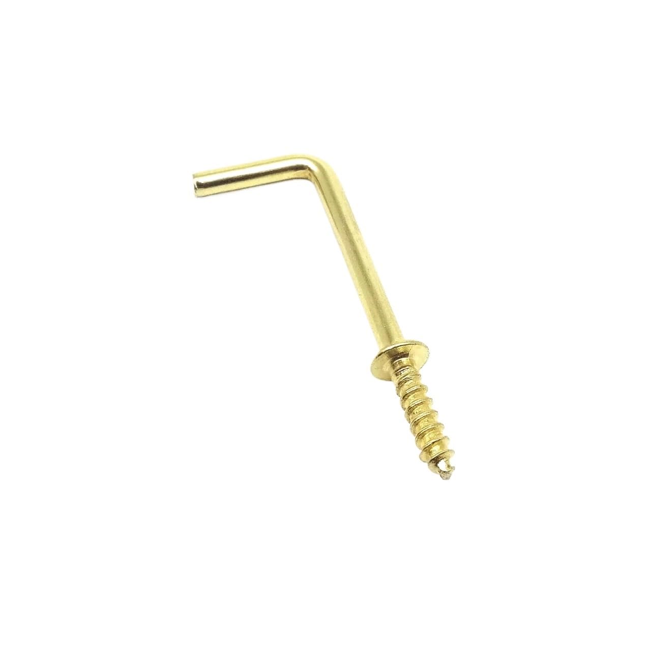 CIGPKLO L Shaped Hooks Screw 25pc Picture Photo Frame Lamp Light Cabinet Net Wire Ceiling Eye Bolt Screw in Hanger L Cup Hook Clasp(L Shape Golden,Length 55mm)