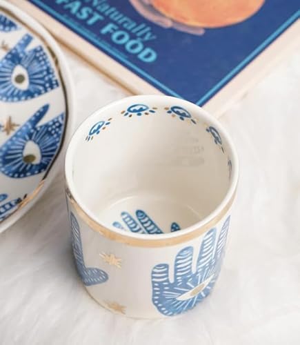 Ceramic Jar with Gold Lid, Hamsa Palm Hand Design – Candle Holder, Jewellery or Spice Storage – Decorative Container for Home, Kitchen, or Bathroom – Unique Gift for Home Decor Organisation - Cosy Home Interiors Ceramic Jar with Gold Lid, Hamsa Palm Hand Design – Candle Holder, Jewellery or Spice Storage – Decorative Container for Home, Kitchen, or Bathroom – Unique Gift for Home Decor Organisation - Image 9