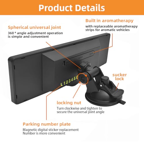 Image of STHIRA Car Rear View Mirror, HD Wide Angle Suction Cup Rearview Mirror, 360 Adjustable Interior Rearview Mirror with Strong Suction Mount, Universal Rearview Mirror for Cars, SUVs, Trucks, 248x75mm