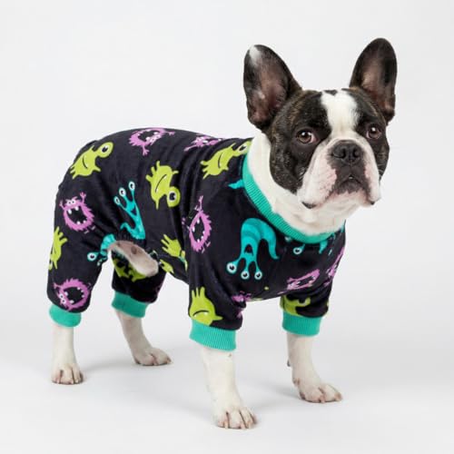 Image of Fitwarm Cute Monster Halloween Dog Pajamas, Funny Costumes for Small Dogs Boy Girl, Festive Pet Clothes, Green, Purple, Black, XS